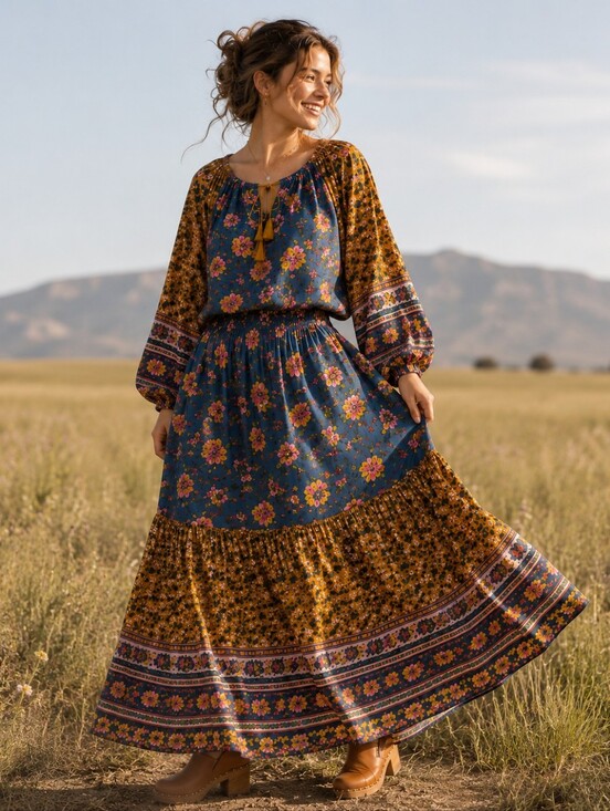 NATURAL LIFE Dresses & Skirts - Natural Life NWT Floral Boho Blouse & Maxi Skirt Matching Set